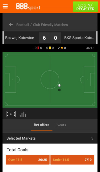 888 Sport app - in play football 888Sport ios app